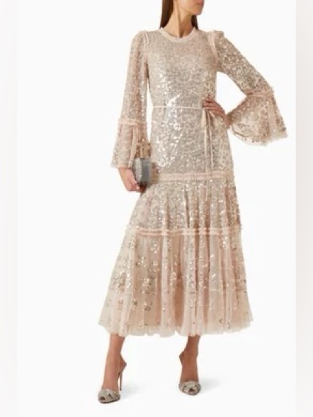 Needles and thread Annie Gloss tiered gown in pink